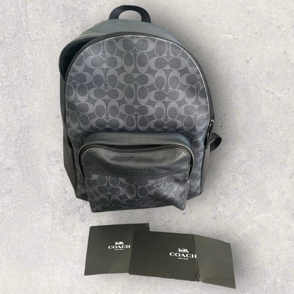 Coach Signature Canvas & Leather Backpack – Charcoal/Black | Vintage - Picture 4 of 4